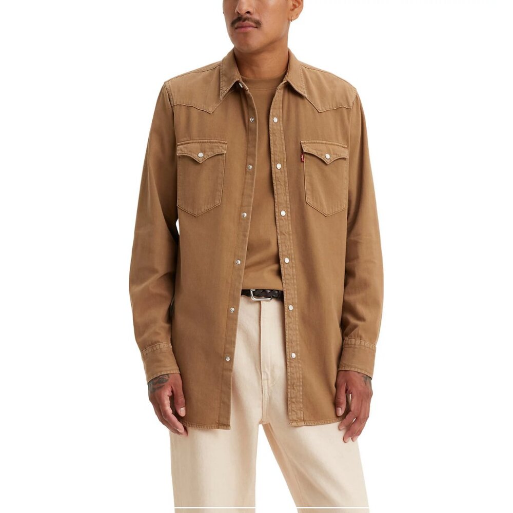 Men's Levi Classic Standard Fit Western Button Up Shirt Angler Otter Overdyed L
